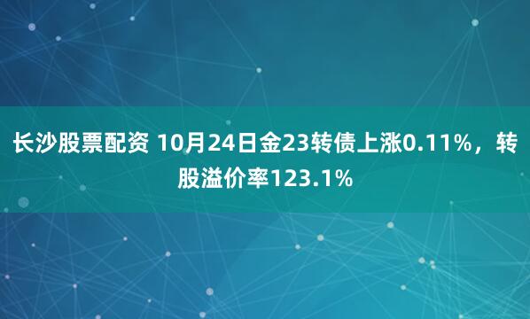 长沙股票配资 10月24日金23转债上涨0.11%，转股溢价率123.1%